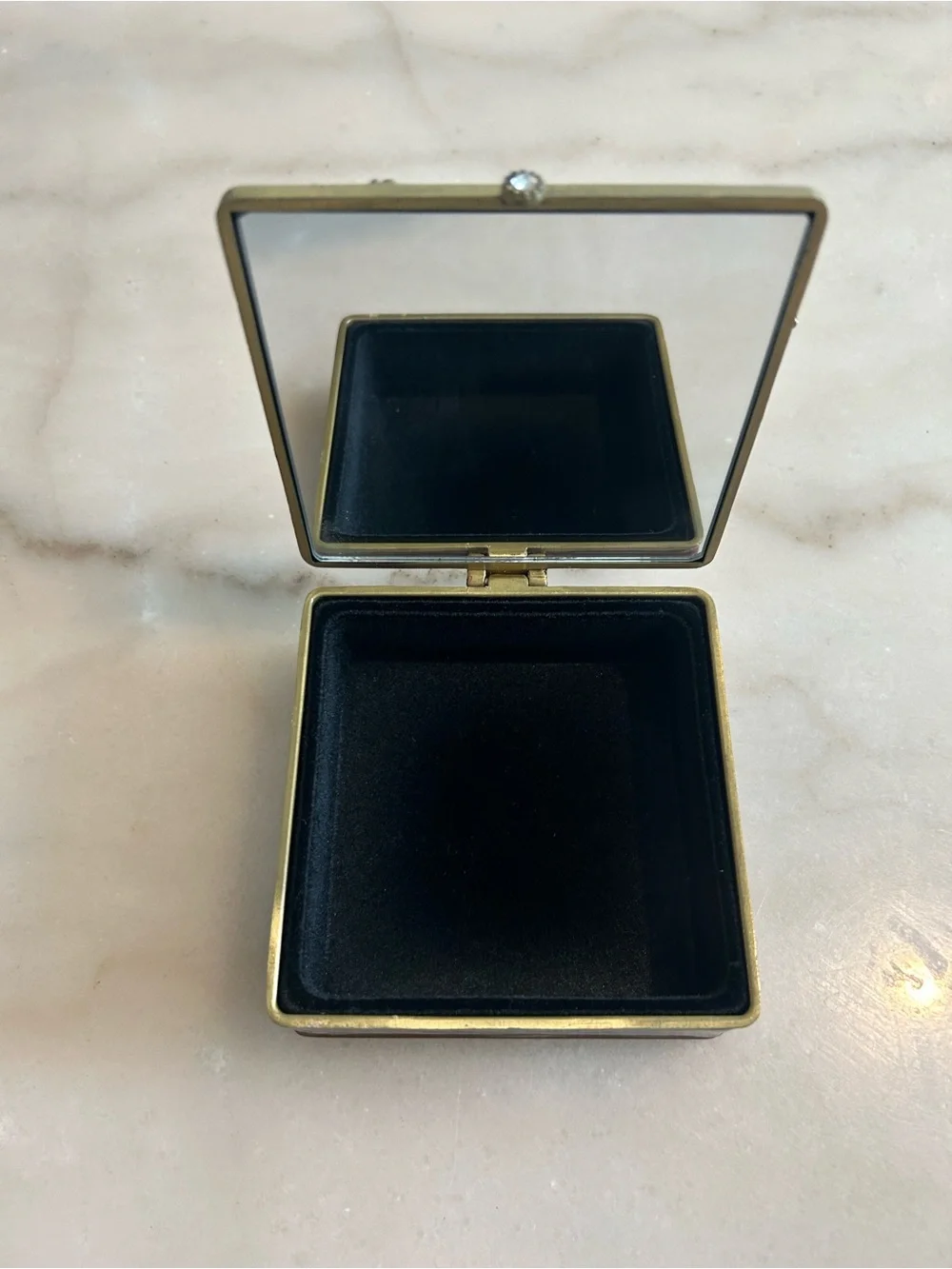 The Bombay Company Enameled Trinket Jewelry Box Mirror Velvet Interior Vintage